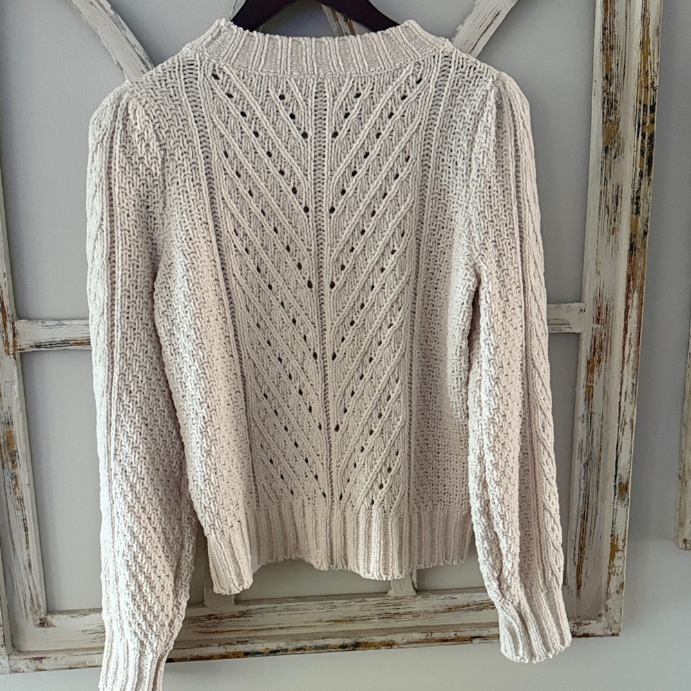 LOFT Women's Textured Knit Chenille Sweater - Cream - Picture 5 of 5